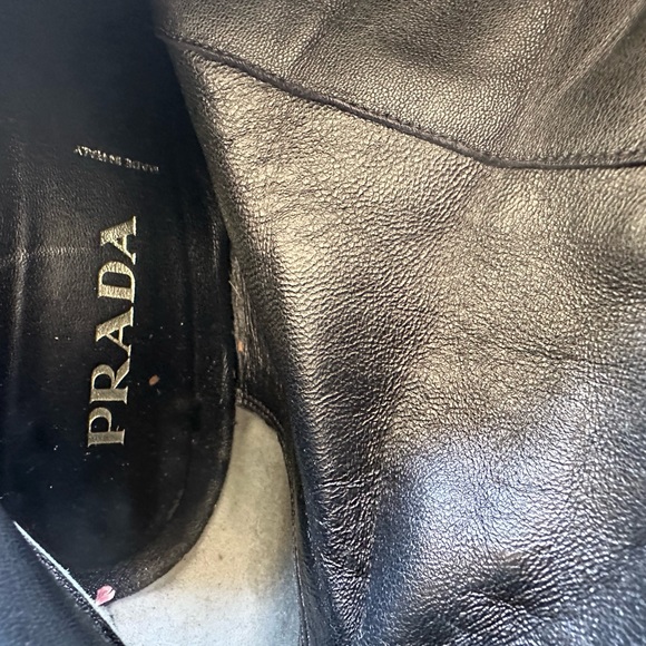 Prada black knee high boots with white stitching - great condition- no tears - - Picture 3 of 6